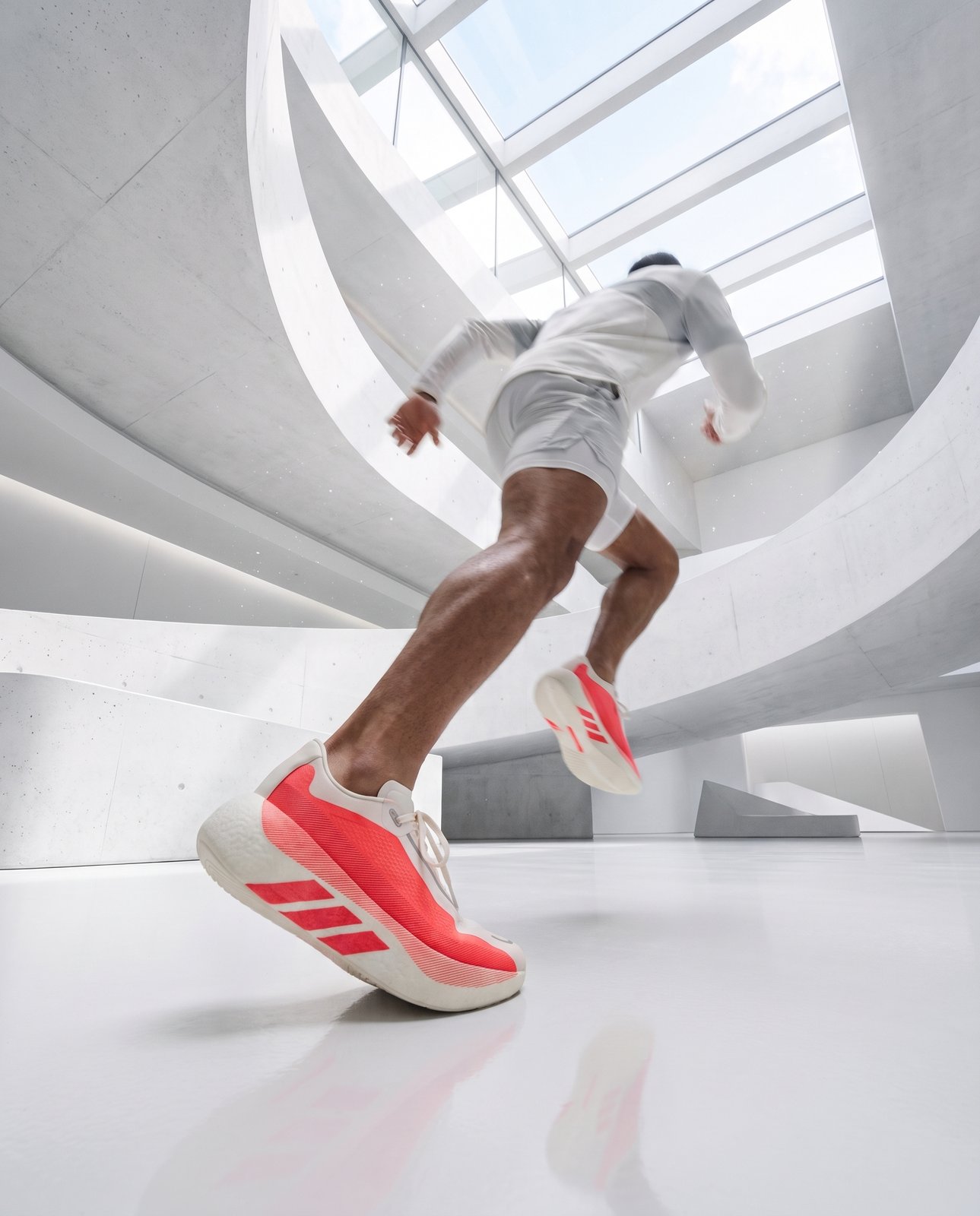 Running shoe in motion